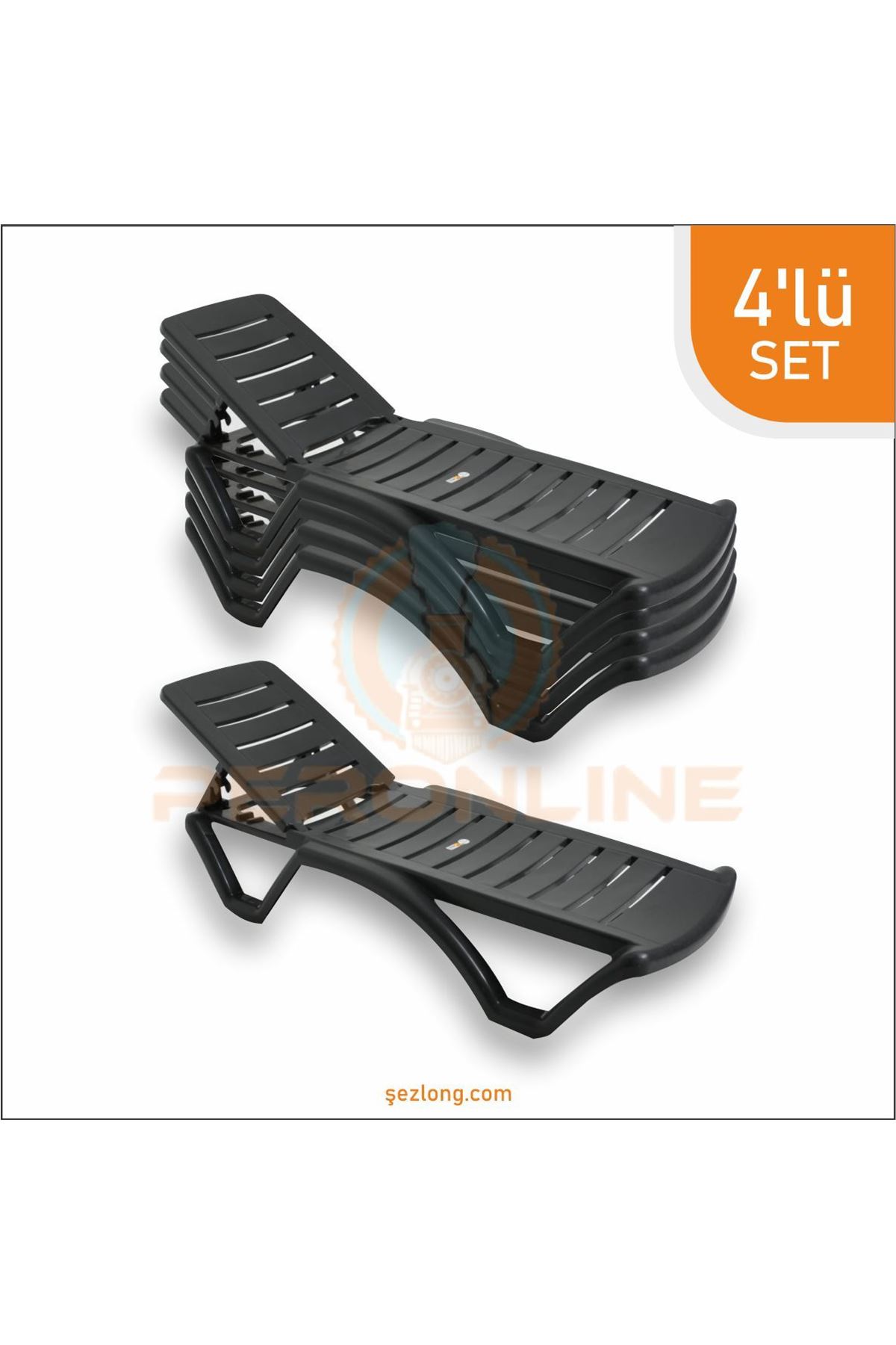 Brezza Elite Şezlong Antrasit 4 Adet