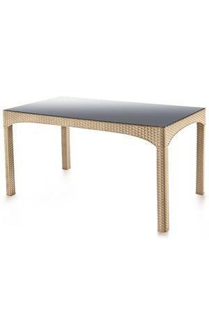 Şenyayla Rattan Dikdörtgen Kapalı Camlı Masa bej