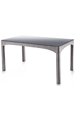 Şenyayla Rattan Dikdörtgen Kapalı Camlı Masa Gri