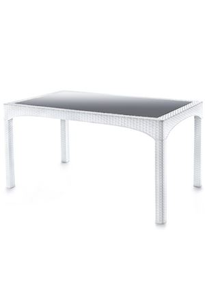 Şenyayla Rattan Dikdörtgen Camlı Masa Beyaz