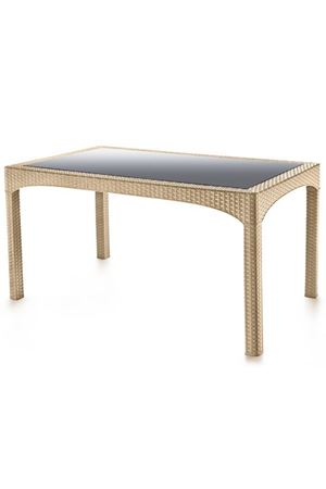 Şenyayla Rattan Dikdörtgen Camlı Masa Bej