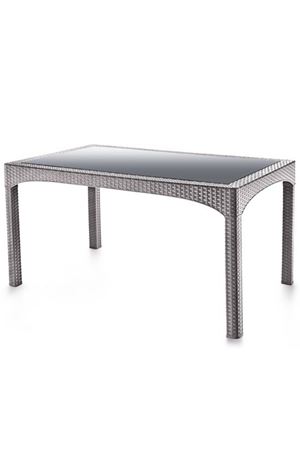Şenyayla Rattan Dikdörtgen Camlı Masa Gri