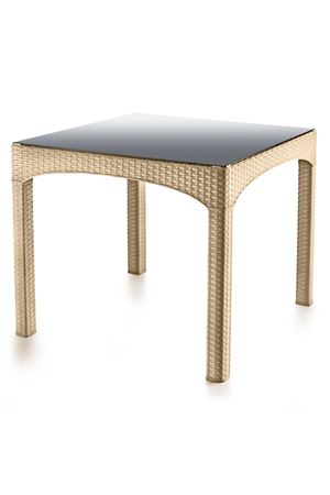 Brezza Rattan Kare Kapalı Camlı Masa