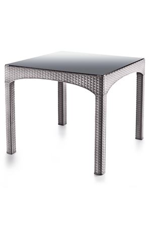 Brezza Rattan Kare Kapalı Camlı Masa