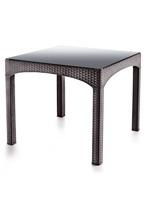 Brezza Rattan Kare Kapalı Camlı Masa