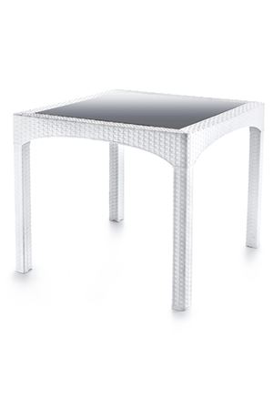 Brezza Rattan Kare Camlı Masa 