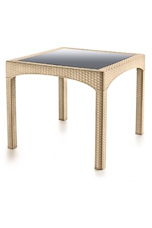 Brezza Rattan Kare Camlı Masa